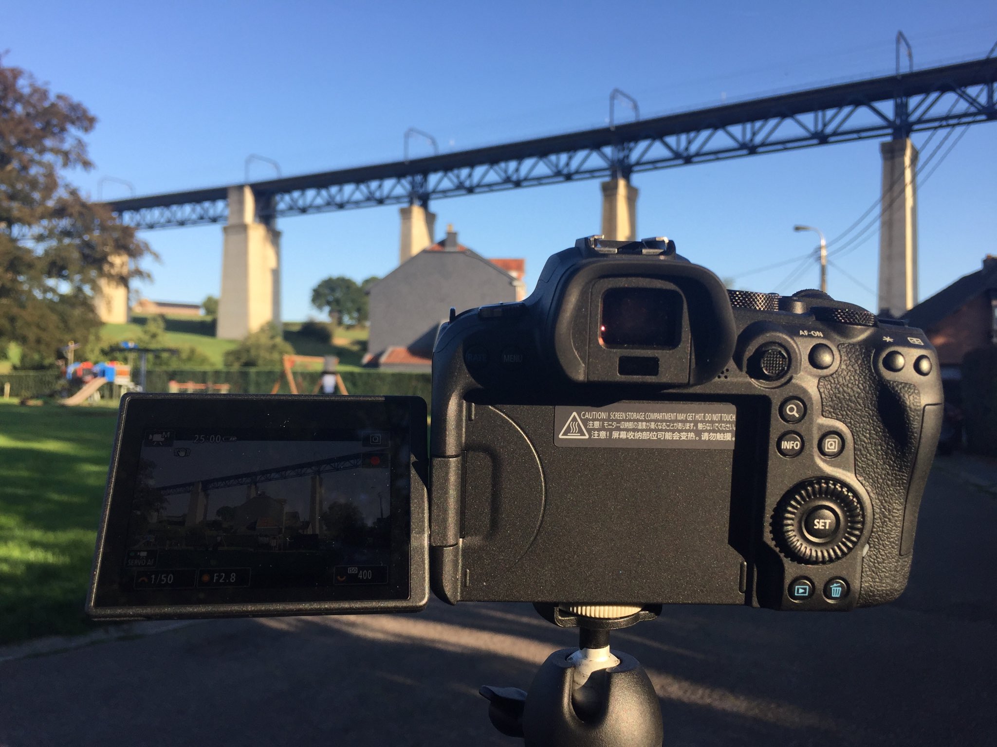Filming at the Moresnet Viaduct